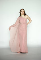 Asymmetrical Draped Pink Dress