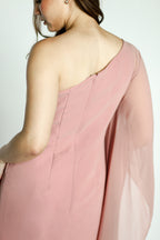 Asymmetrical Draped Pink Dress