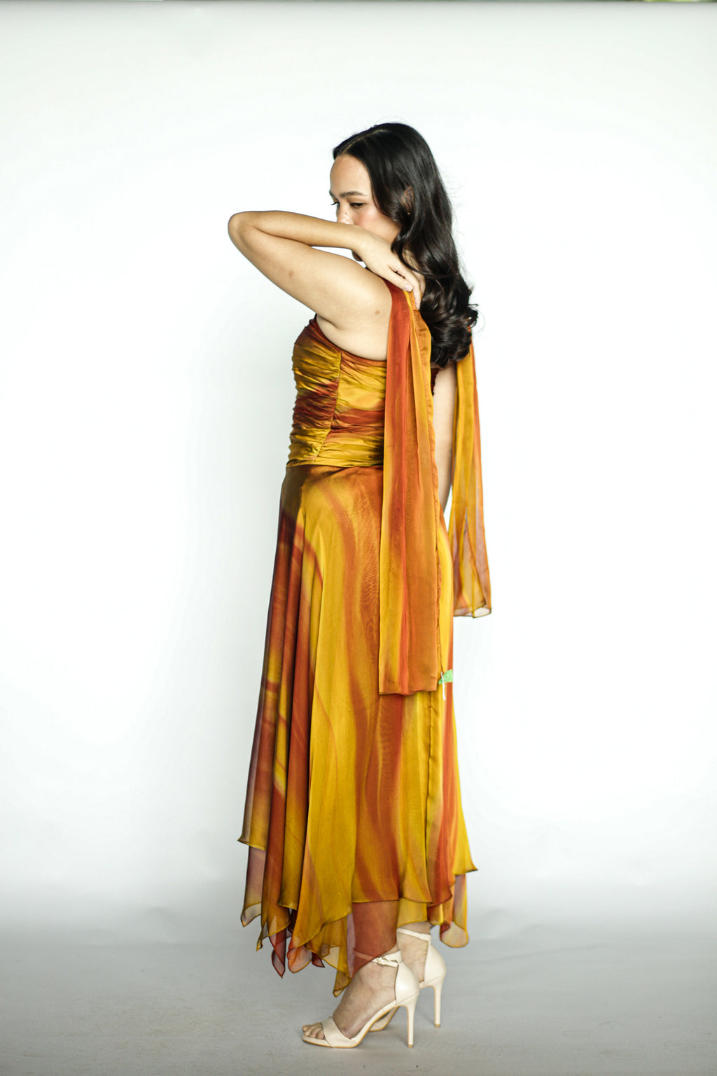 Sunset Midi Dress with Scarf