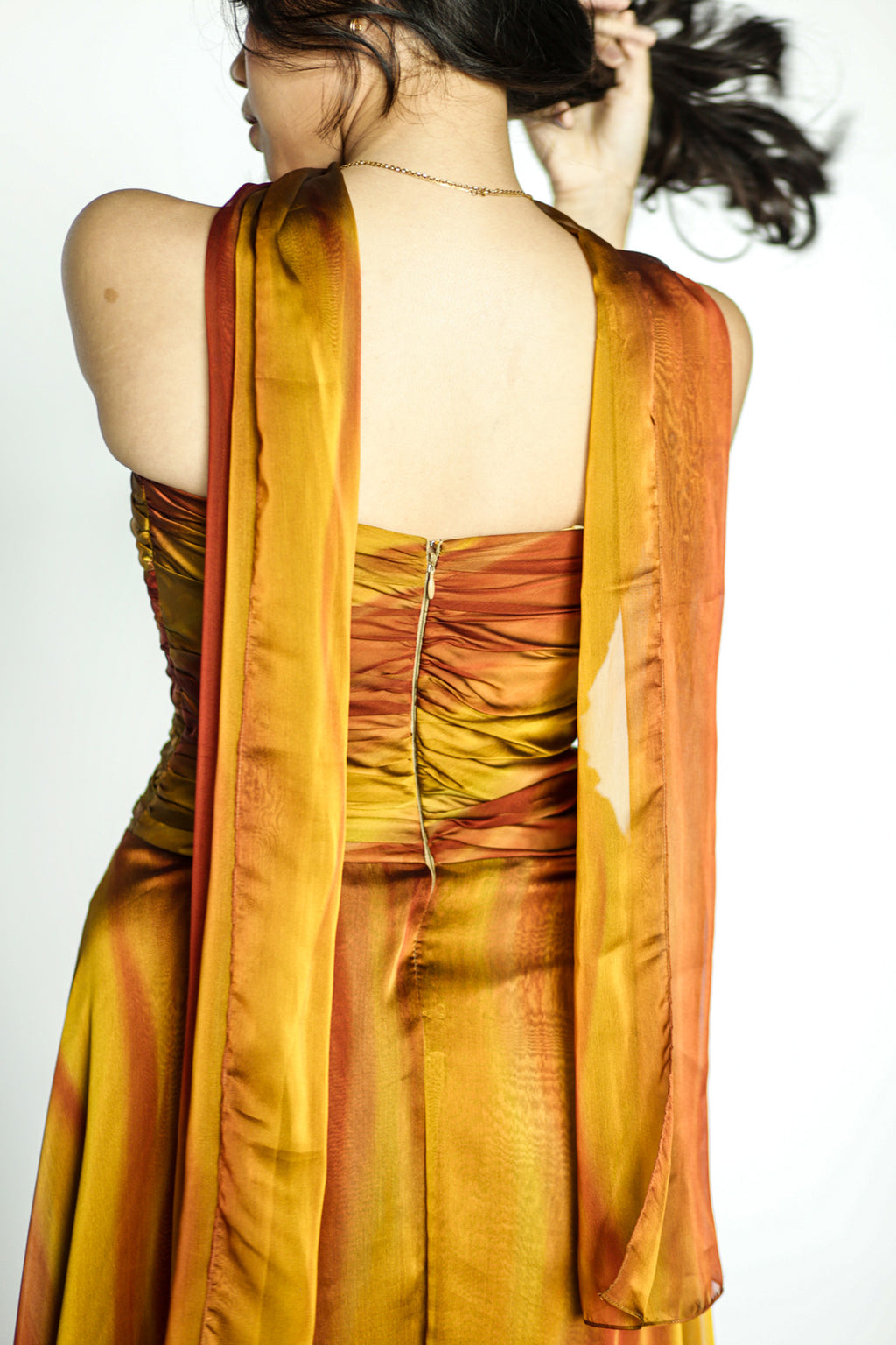 Sunset Midi Dress with Scarf