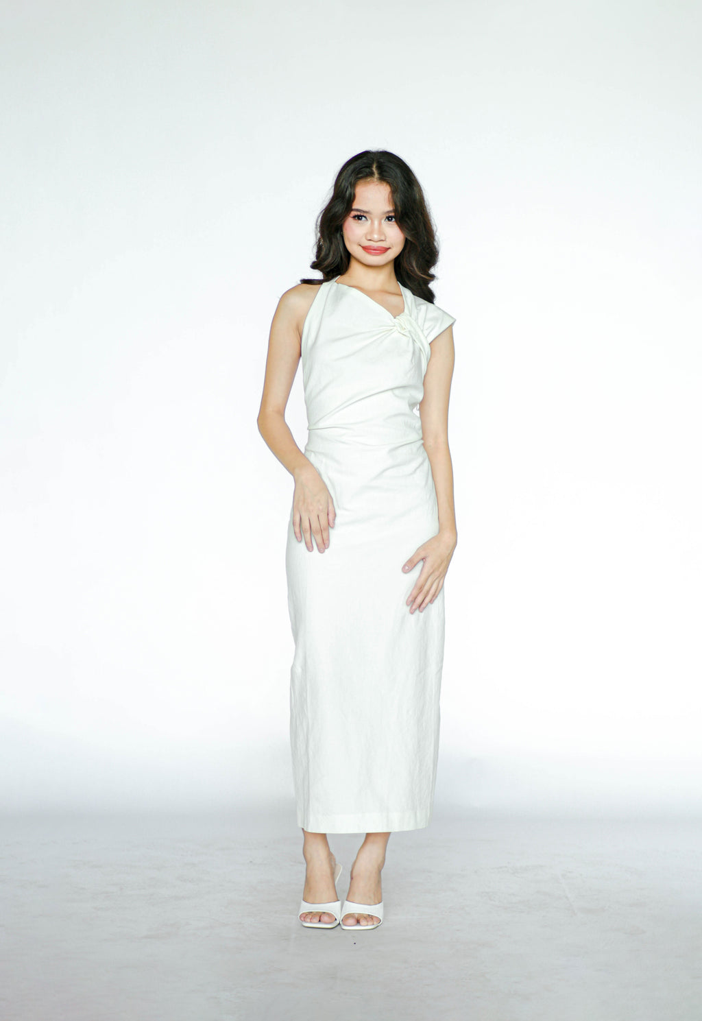 White Linen Open Back Maxi Dress