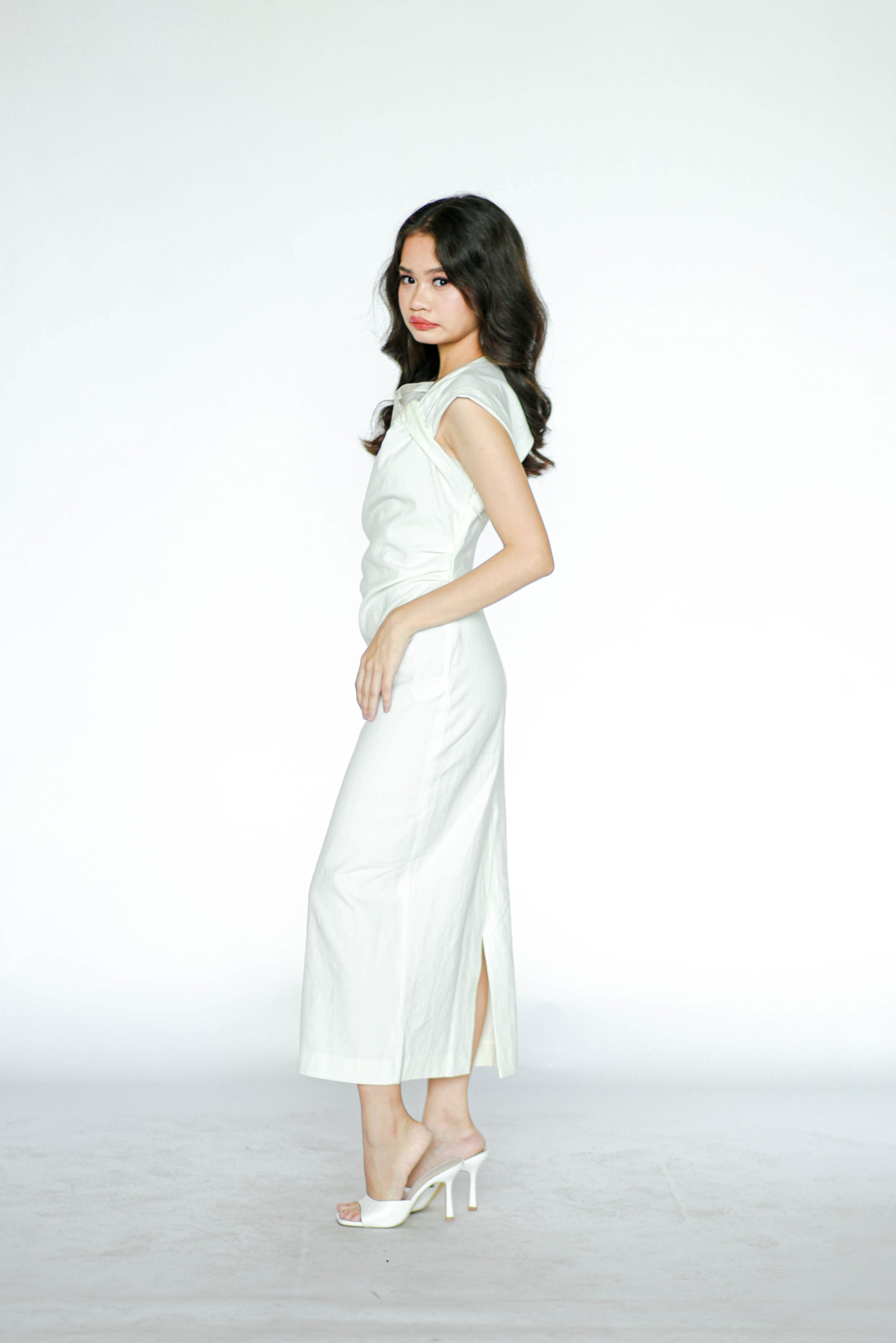 White Linen Open Back Maxi Dress