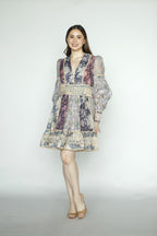 Blue Purple Floral Mini Dress