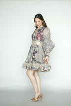 Blue Purple Floral Mini Dress