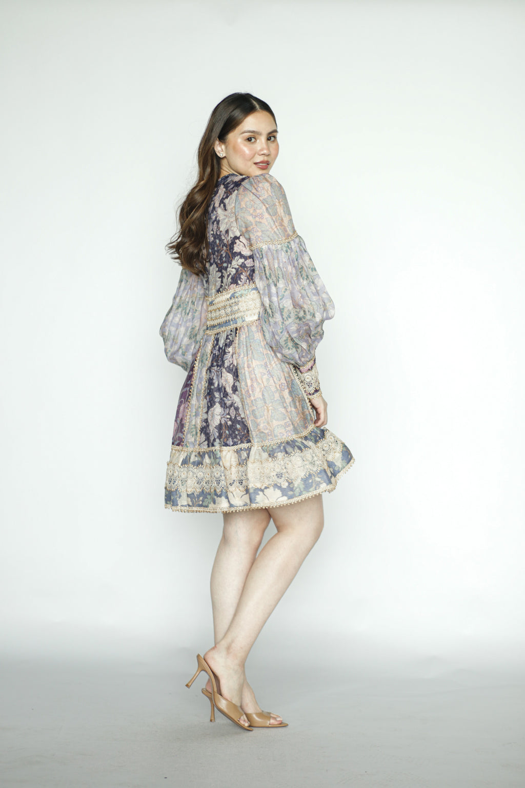 Blue Purple Floral Mini Dress