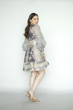 Blue Purple Floral Mini Dress