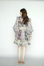 Blue Purple Floral Mini Dress