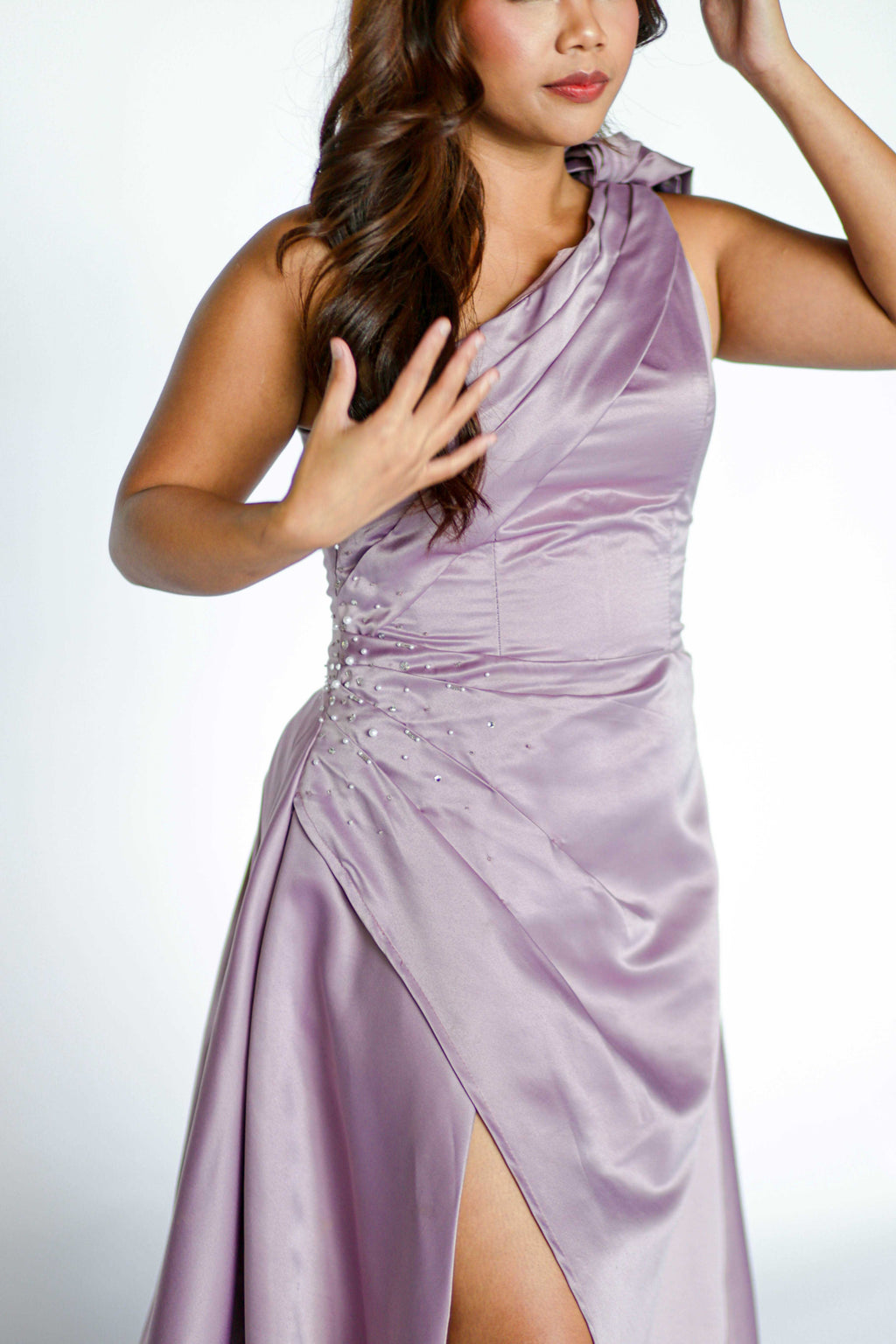 Mauve One-Sided Bow Gown