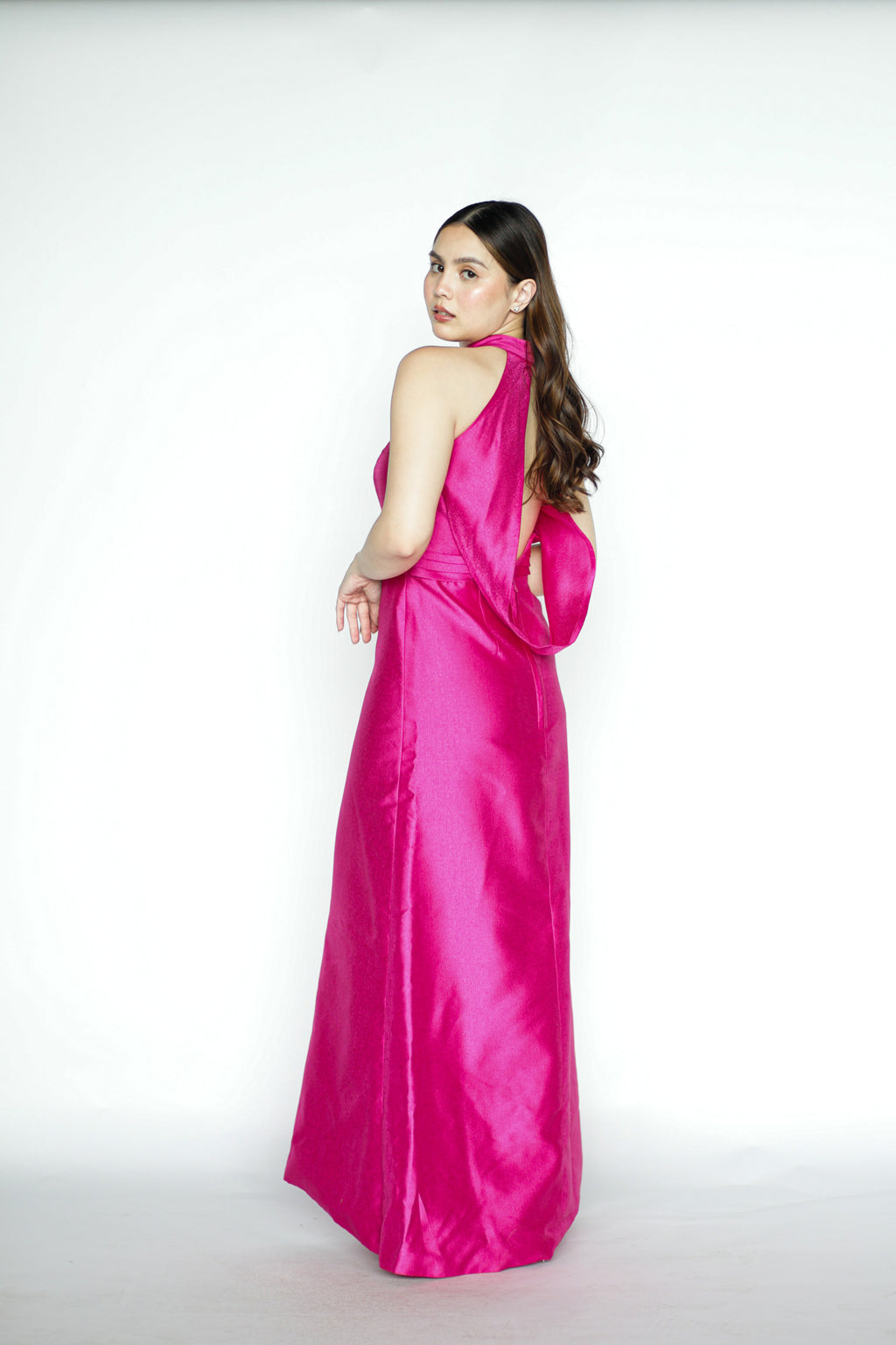Fuschia Halter Maxi Dress