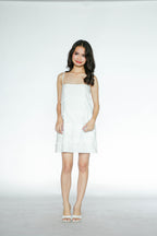 White Linen Mini Fringe Dress