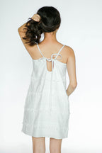 White Linen Mini Fringe Dress