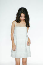White Linen Mini Fringe Dress