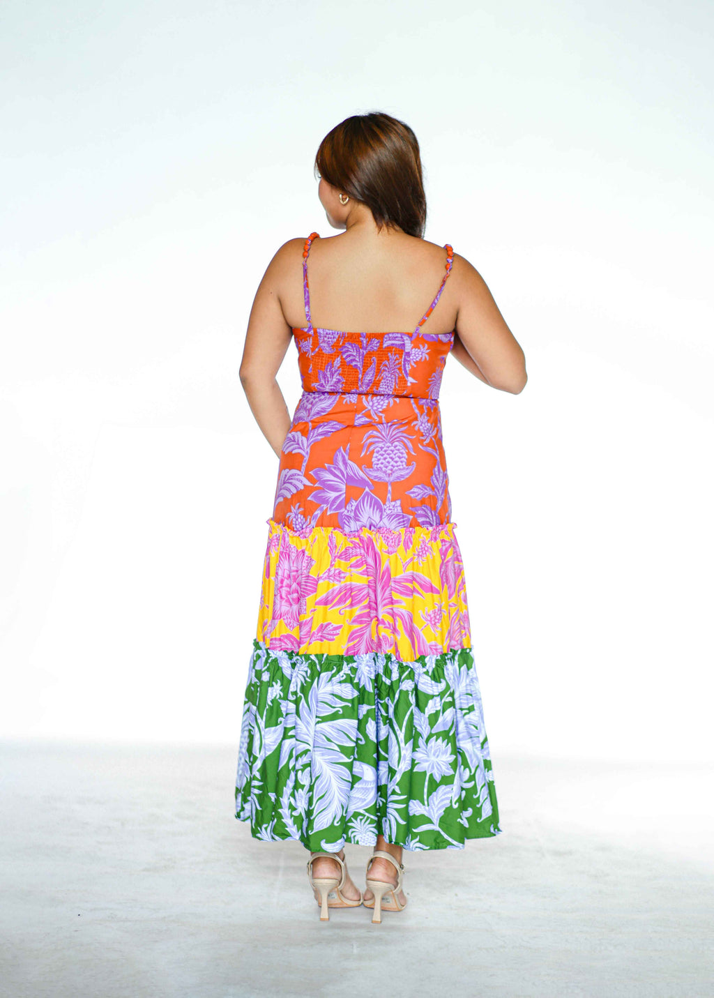 Floral Multicolor Tiered Midi Dress