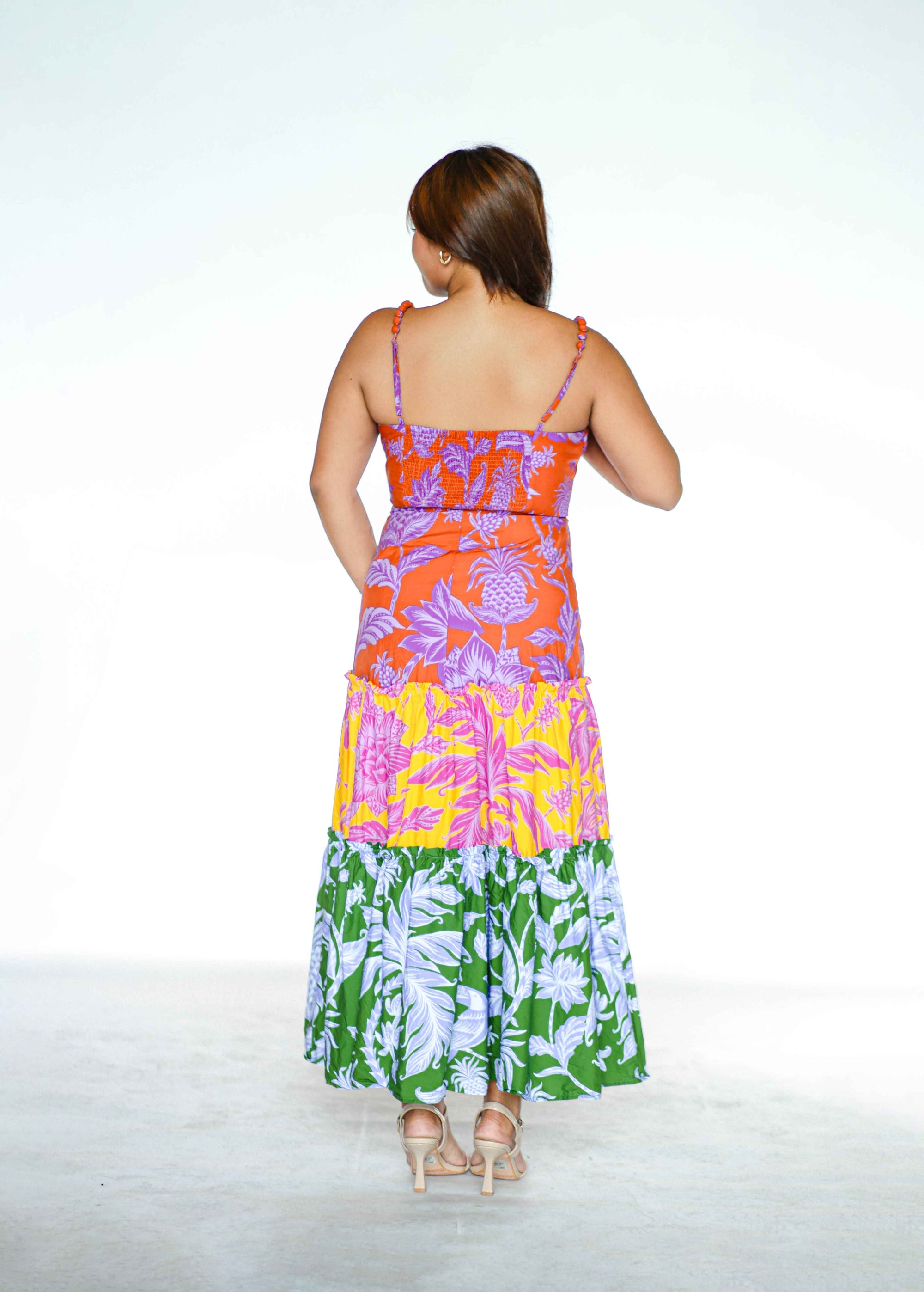 Floral Multicolor Tiered Midi Dress