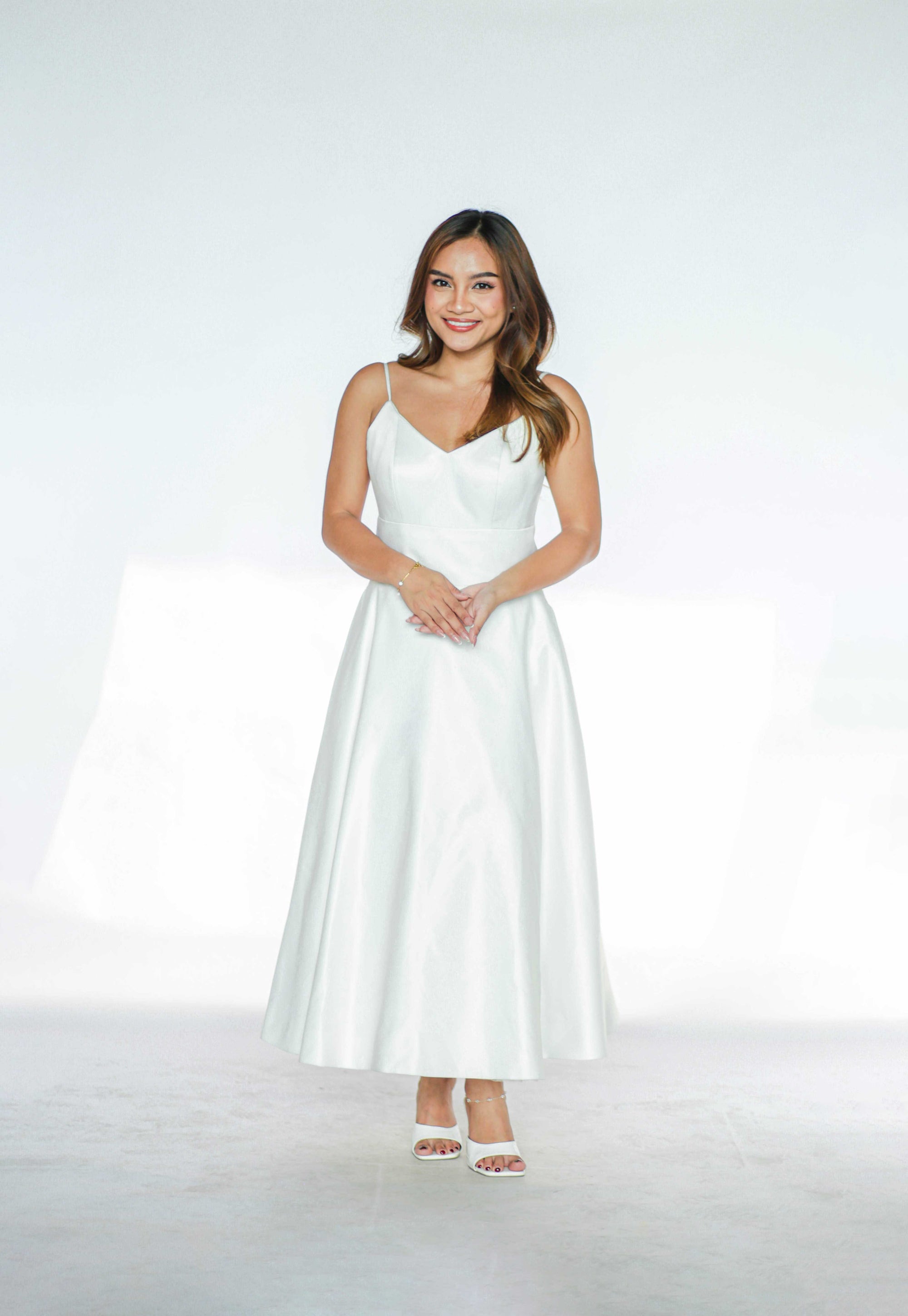 White Midi A-line Dress
