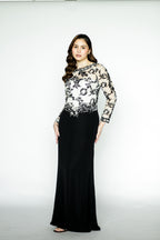 Black and White Lace Floral Gown