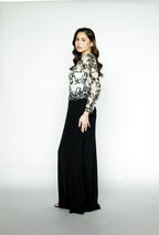 Black and White Lace Floral Gown