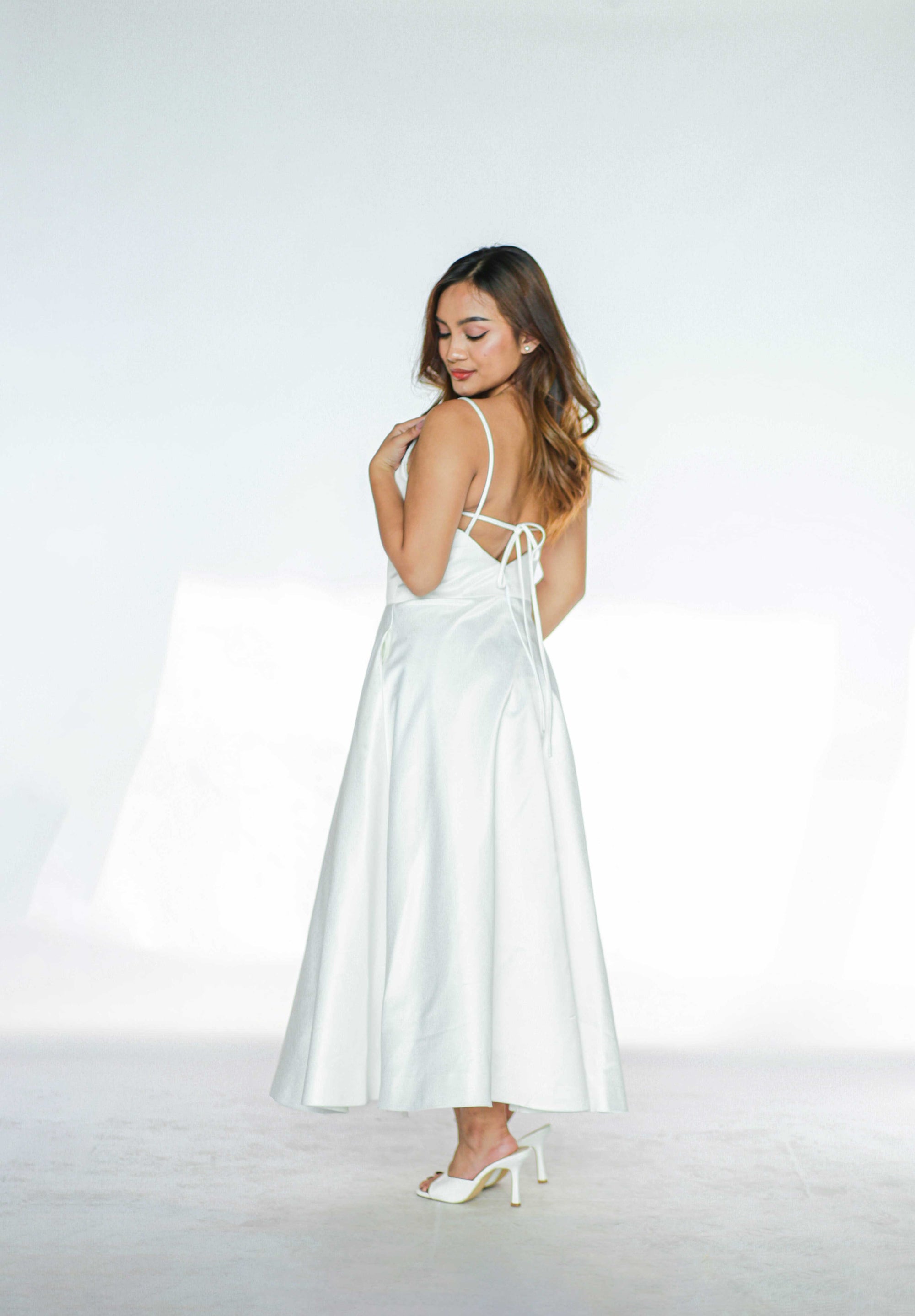 White Midi A-line Dress