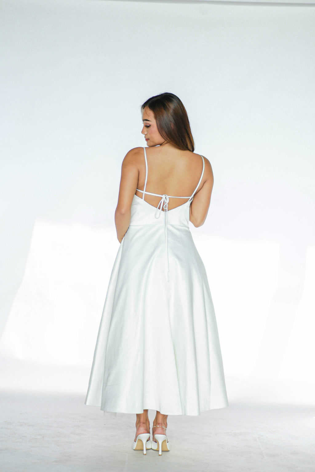 White Midi A-line Dress