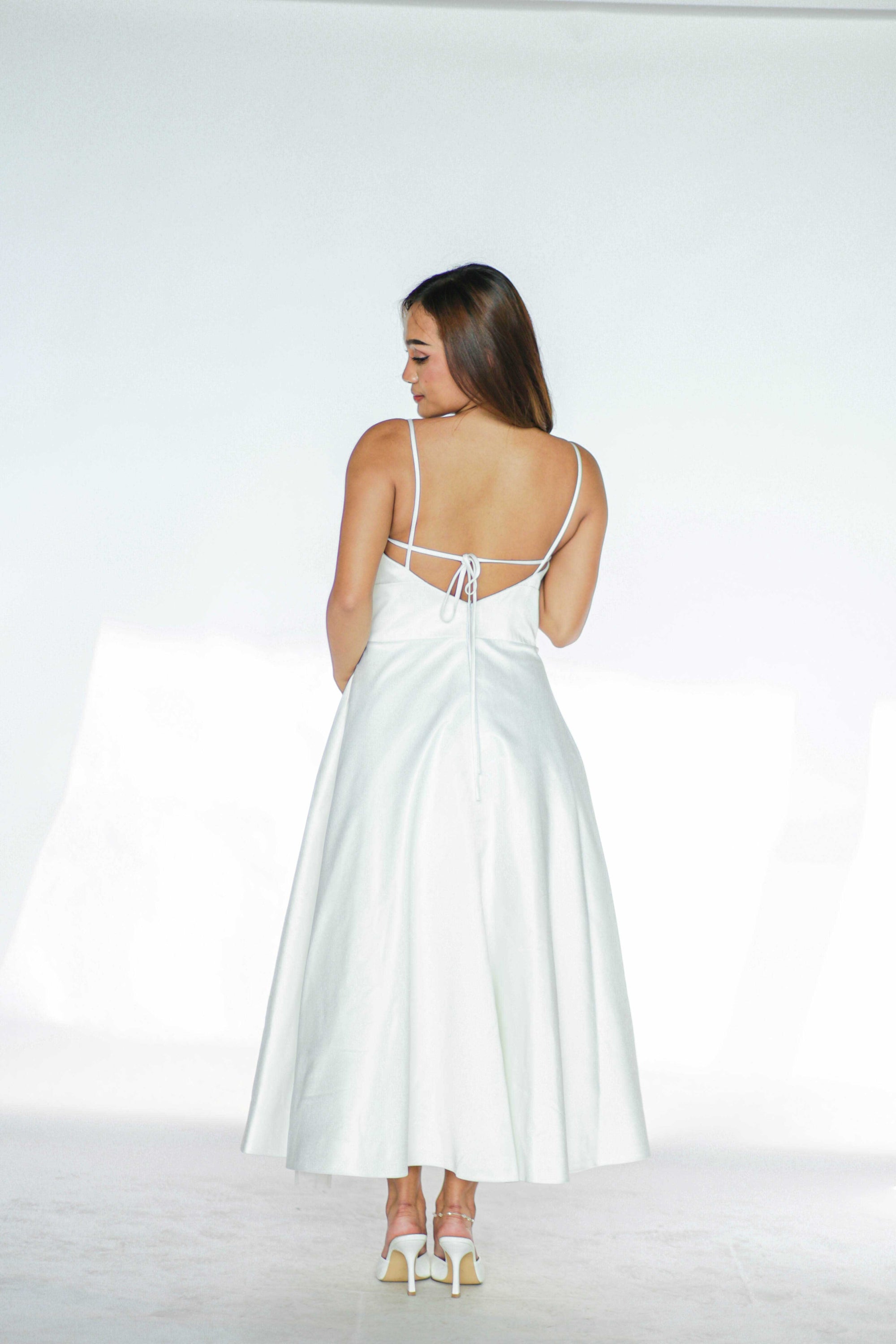 White Midi A-line Dress