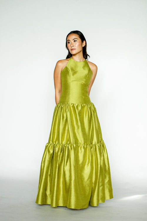 Apple Green Halter Ball Gown