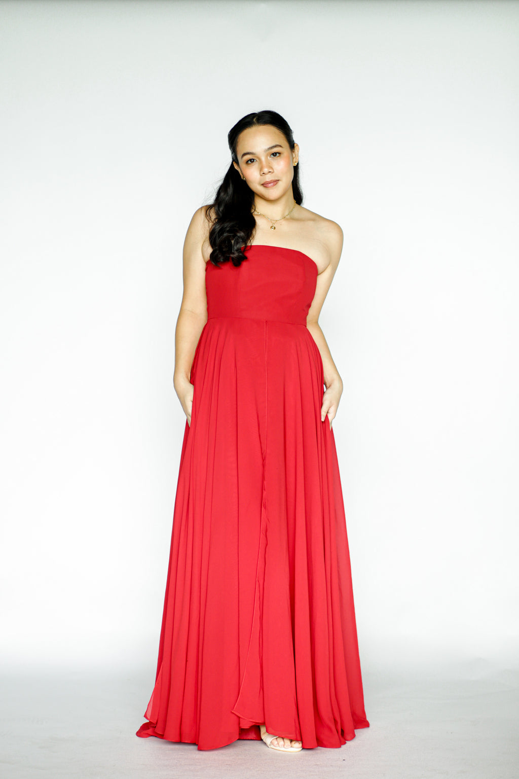 Empire Cut Red Tube Maxi Dress