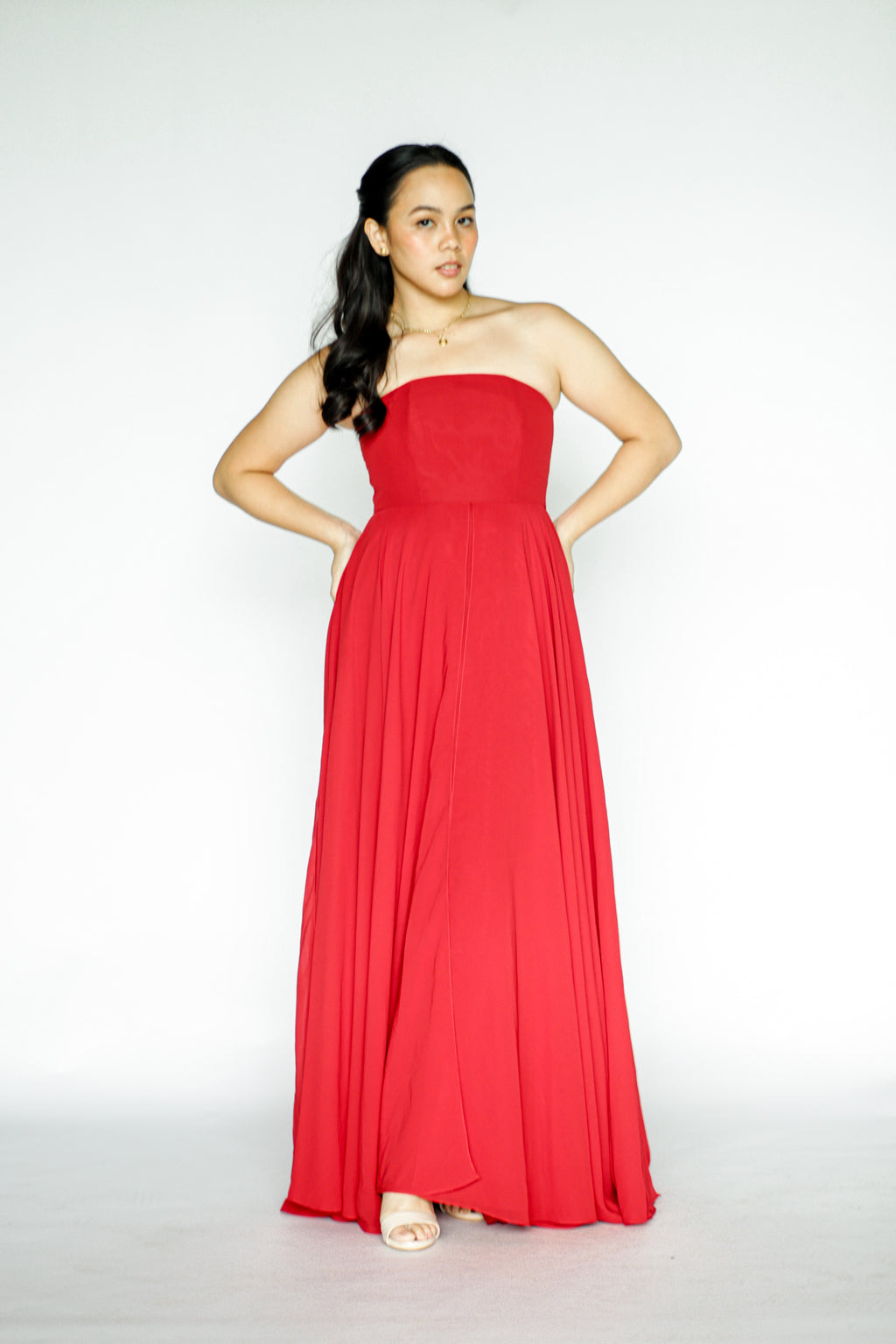 Empire Cut Red Tube Maxi Dress