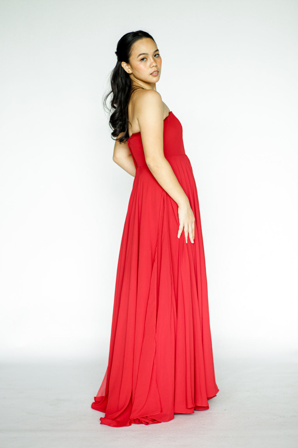 Empire Cut Red Tube Maxi Dress