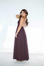 Brown Maxi Open Back Dress