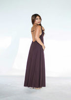 Brown Maxi Open Back Dress