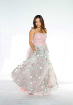 Tube Tulle Floral Formal Gown