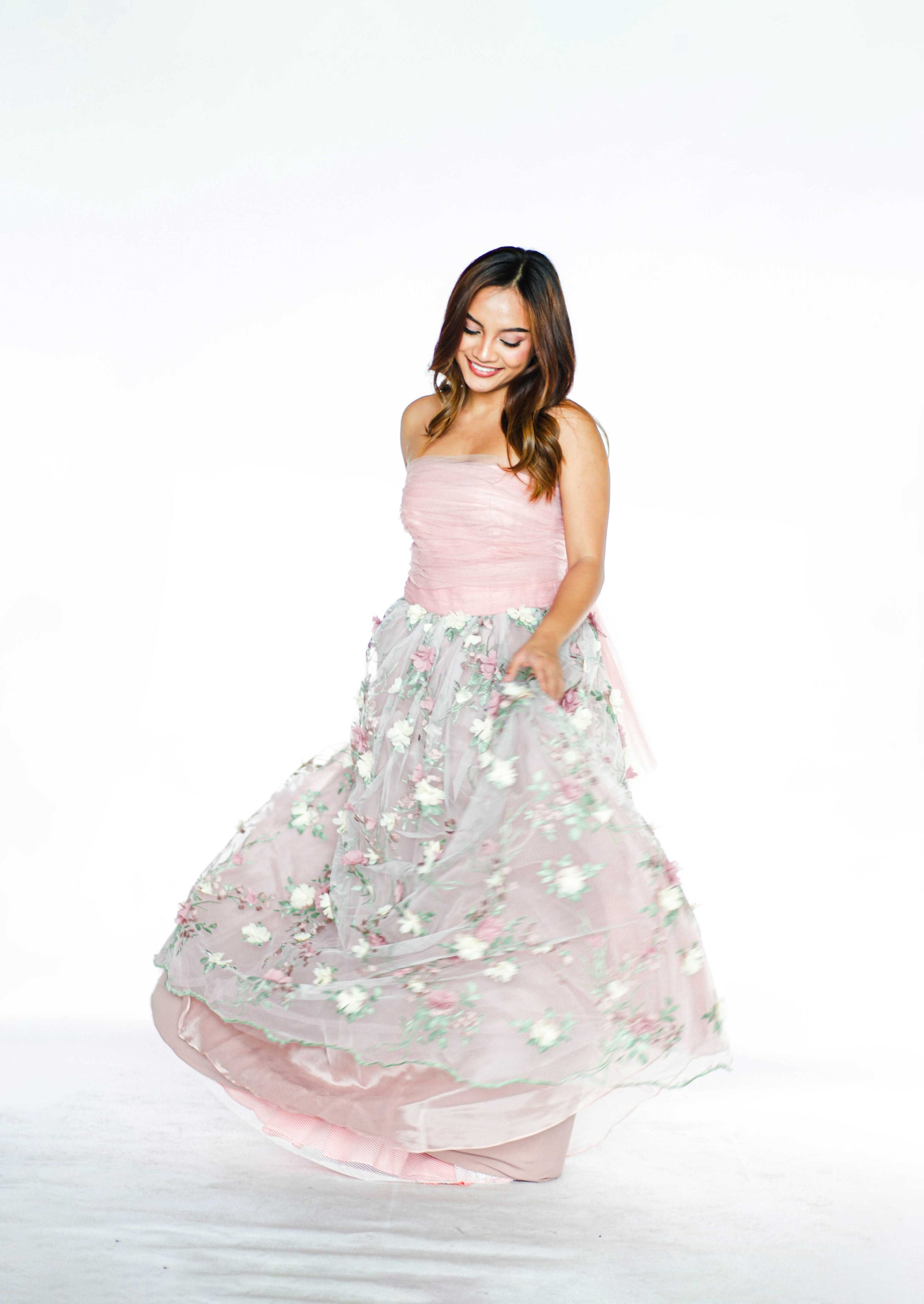 Tube Tulle Floral Formal Gown