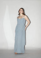 Dusty Blue Pleated Dress
