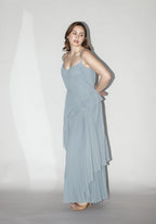 Dusty Blue Pleated Dress