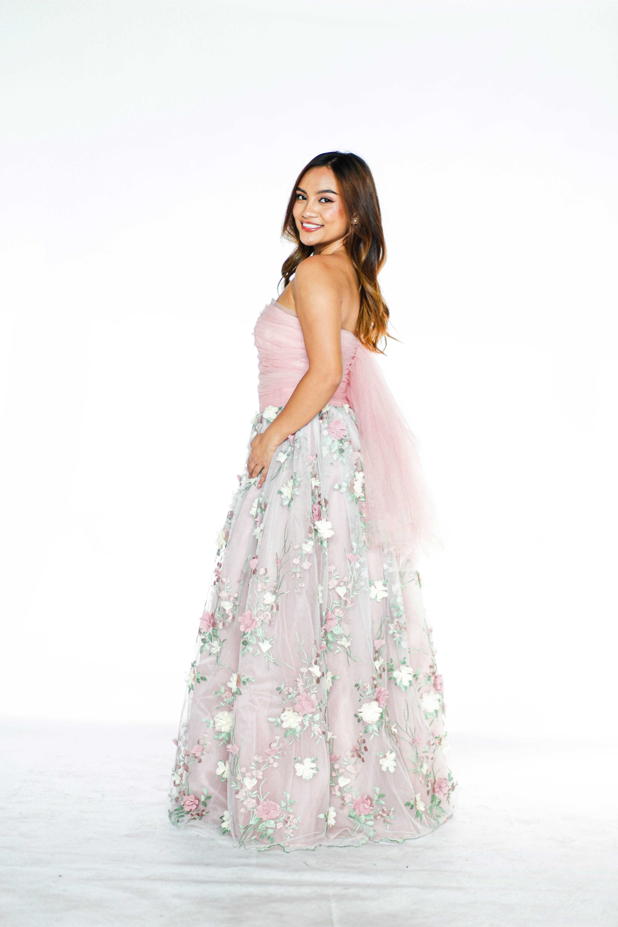 Tube Tulle Floral Formal Gown