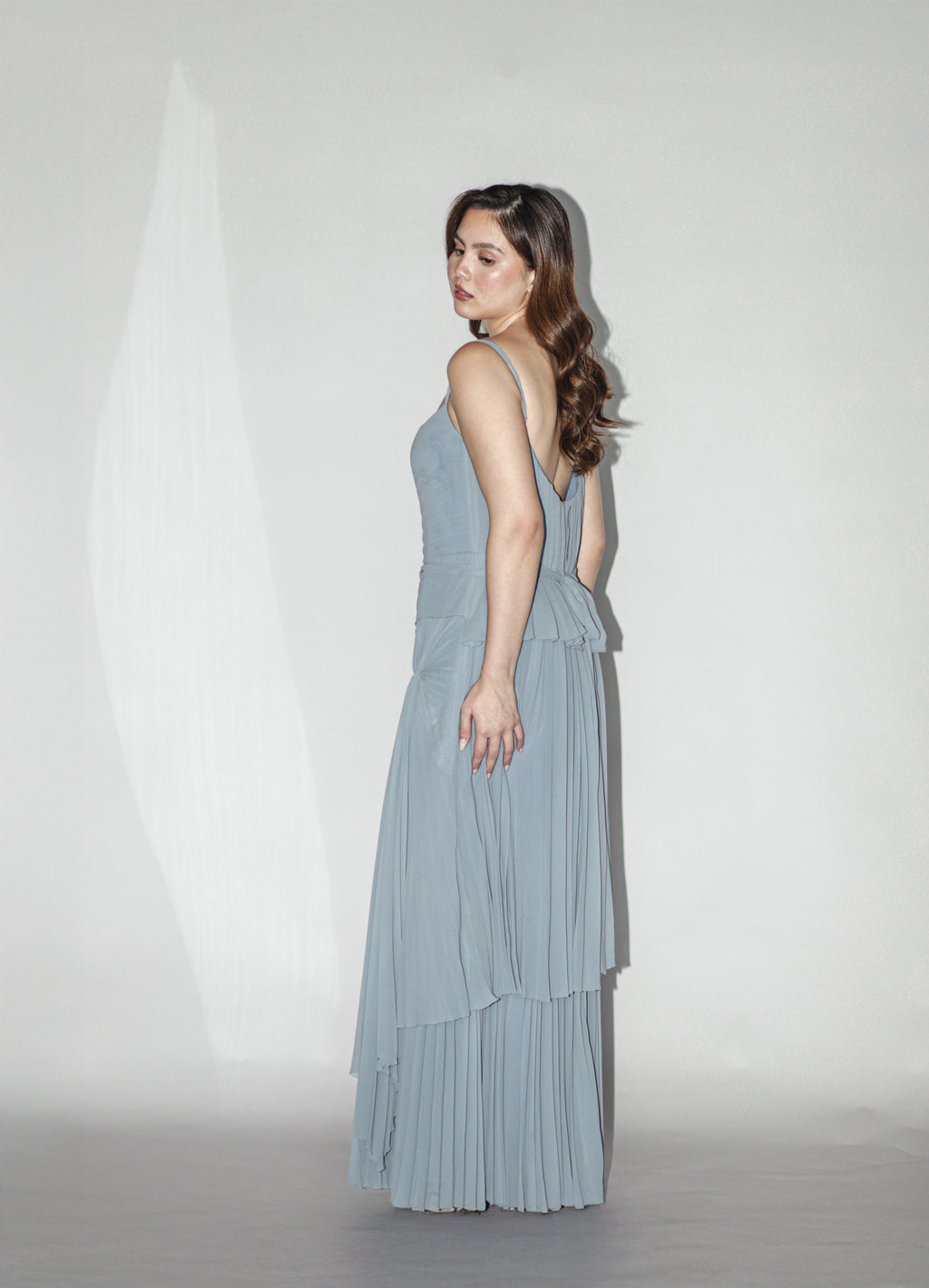 Dusty Blue Pleated Dress