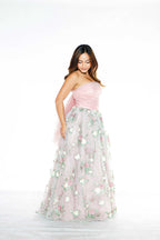 Tube Tulle Floral Formal Gown