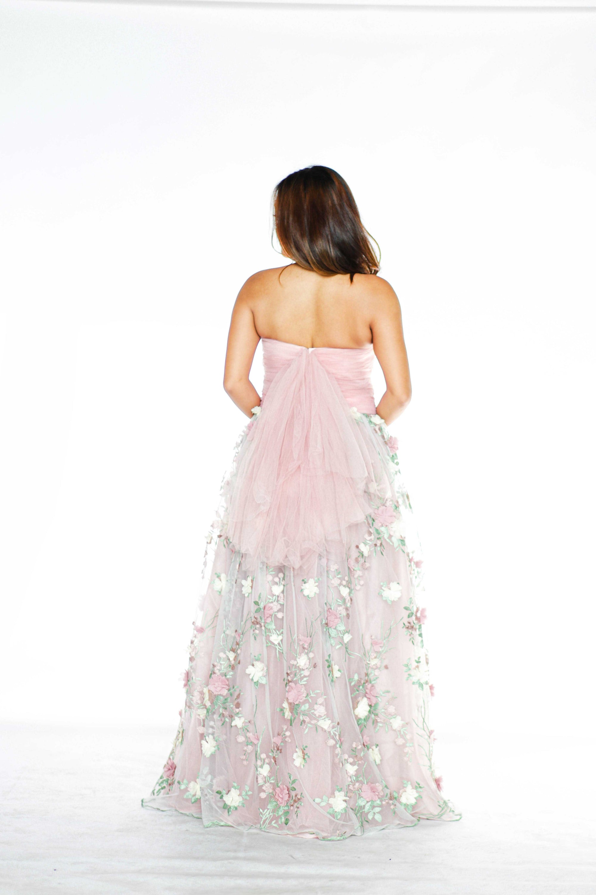 Tube Tulle Floral Formal Gown