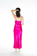 Hot Pink Slip Maxi Dress