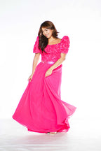 Fuschia Beaded Full Gown Filipiniana