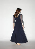 Navy Blue Ruched Maxi Dress