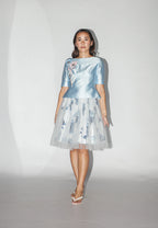 Blue Embellished Top and Floral Skirt