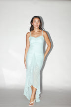Aqua Blue Ruffled Maxi Dress