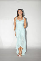 Aqua Blue Ruffled Maxi Dress