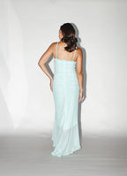 Aqua Blue Ruffled Maxi Dress