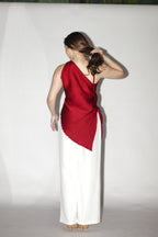 One Sided Pleated Red Top