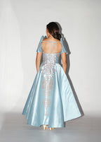 Sky Blue Detachable Filipiniana With Gold Lace