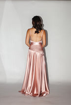 Baby Pink Satin Maxi Dress