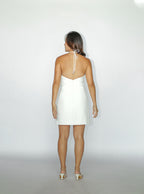 White Crepe Halter Neck Mini Dress