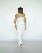 White Ruched Top and Skirt Coord